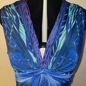 BEBE Snart printed blue dress